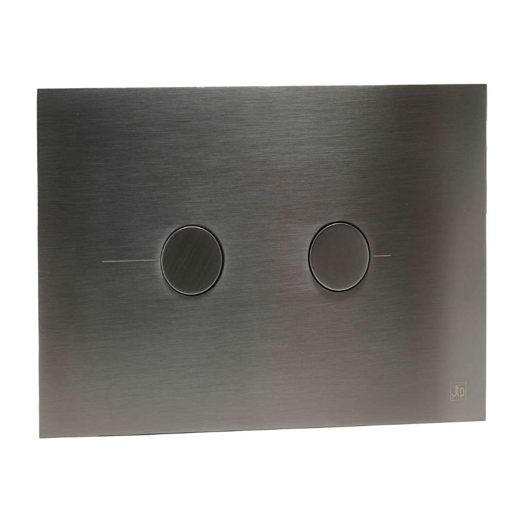 JTP Brushed Black Metal Pneumatic Dual Flush Plate Cut Out